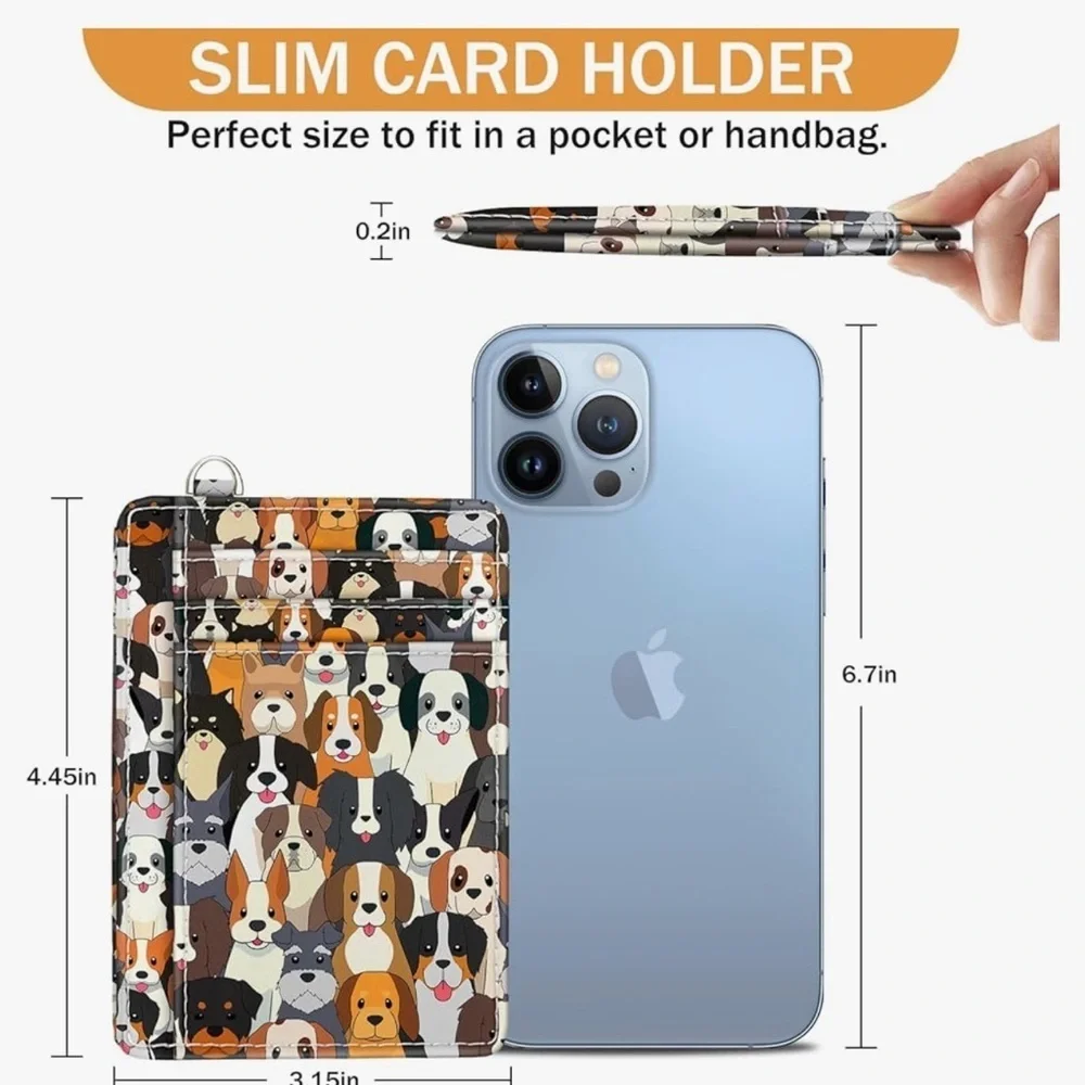 Credit Card Holder Slim Wallet, Puppy Dog RFID Wallet Women's (new)
